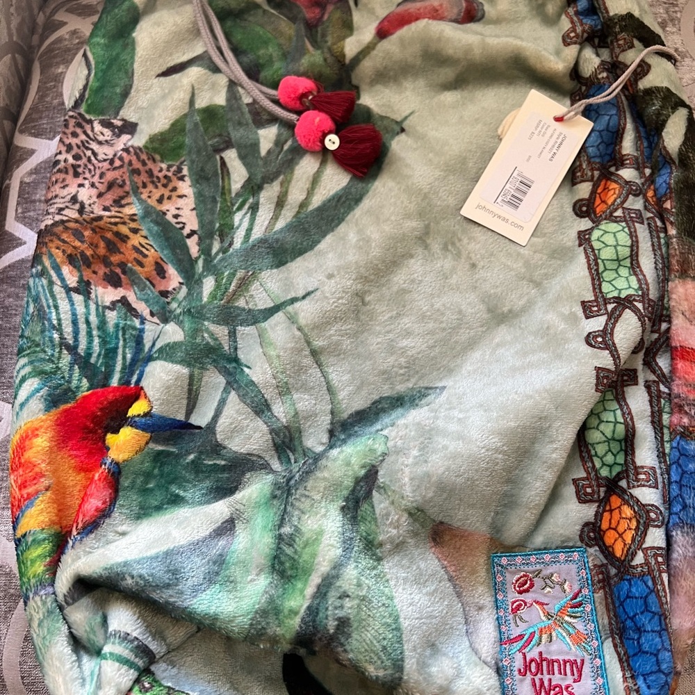 Johnny Was Mint Green Tropical Bag with Multicolor Accents